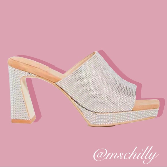 Jeffrey Campbell Shoes - Jeffrey Campbell Caviar Nude Silver Rhinestone Platform Heel 8.5